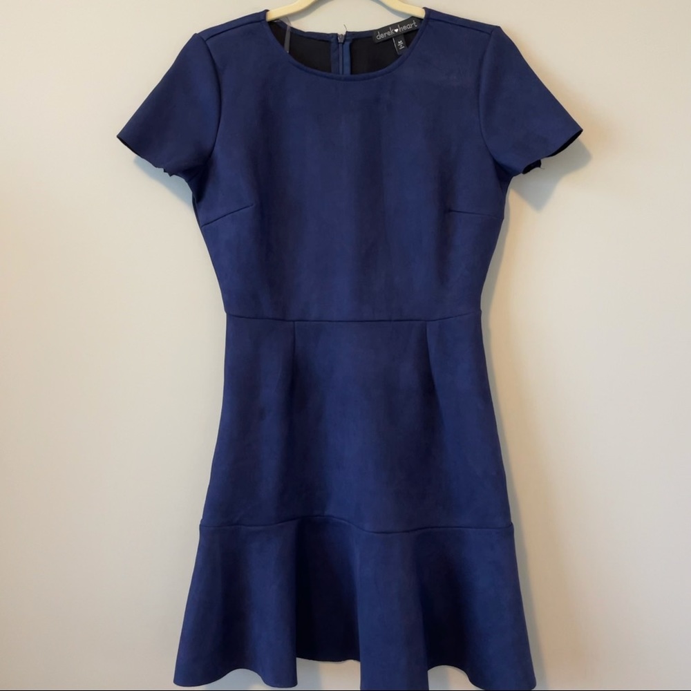 Derek Heart Dark Blue Dress W Ruffle Bottom Medium